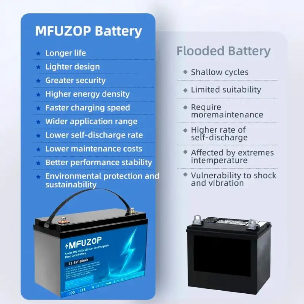 Аккумулятор 100Ah 12V BMS литий-железо-фосфатный LiFePO4 MFUZOP