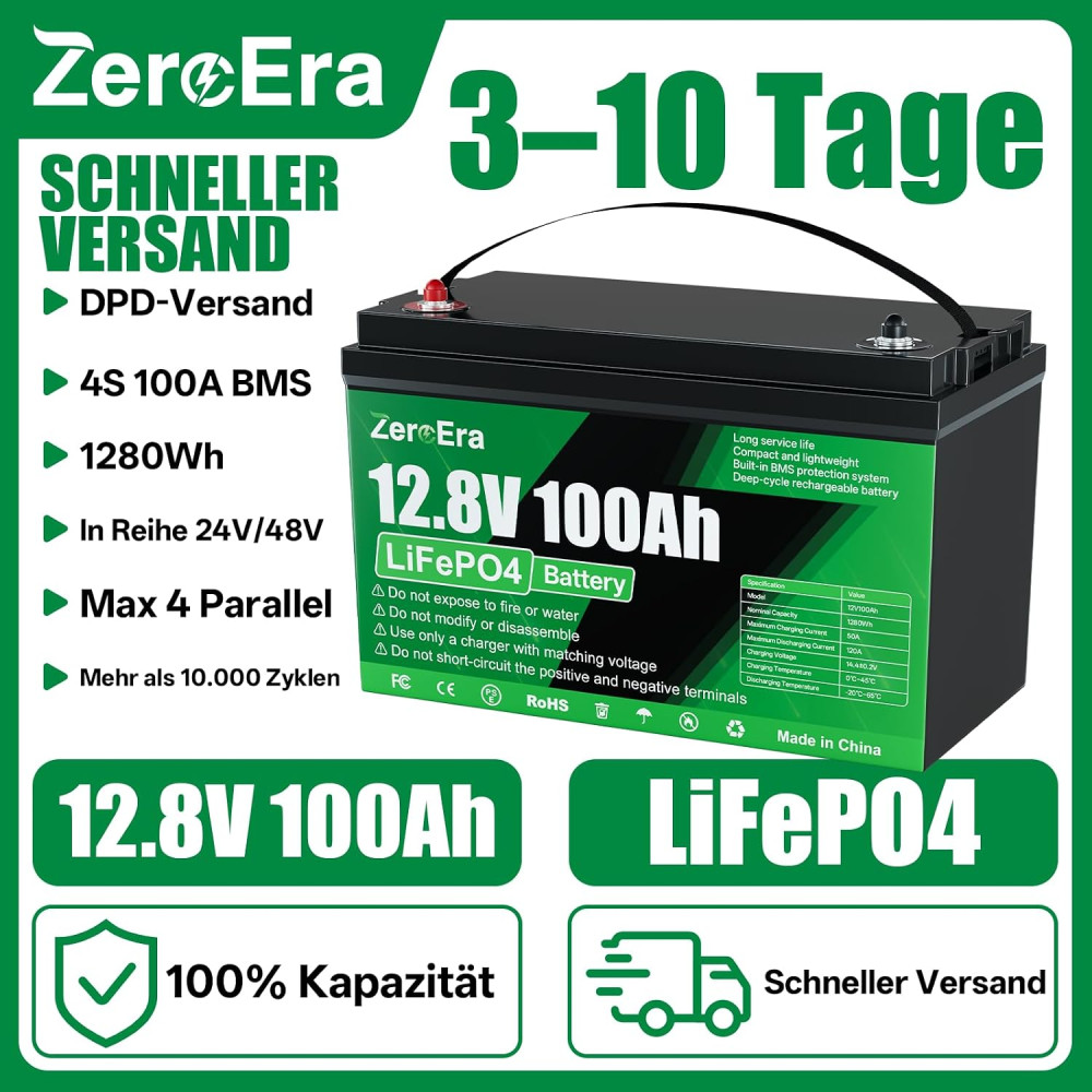 Аккумулятор LiFePO4 12.8V 100Ah (1280Wh) с BMS 100A Zero Era