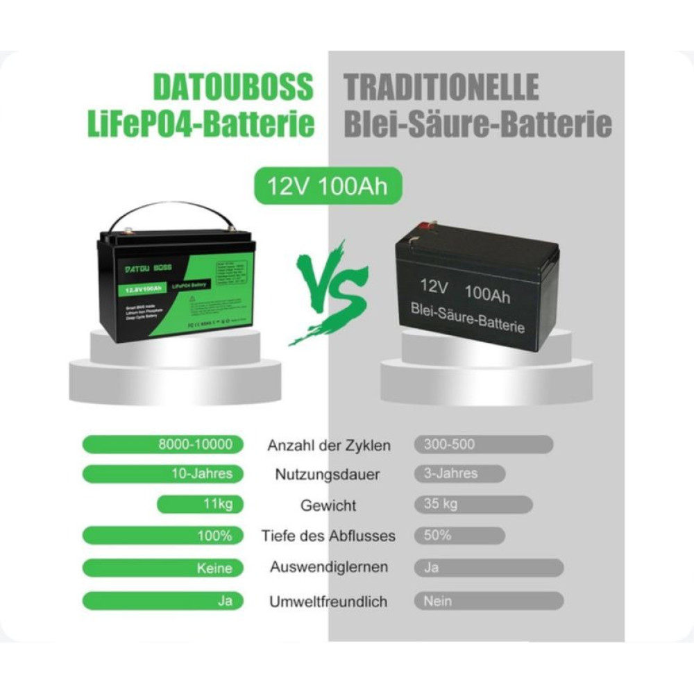 Аккумулятор LiFePO4 100Ah 12V BMS литий-железо-фосфатный Datou Boss 