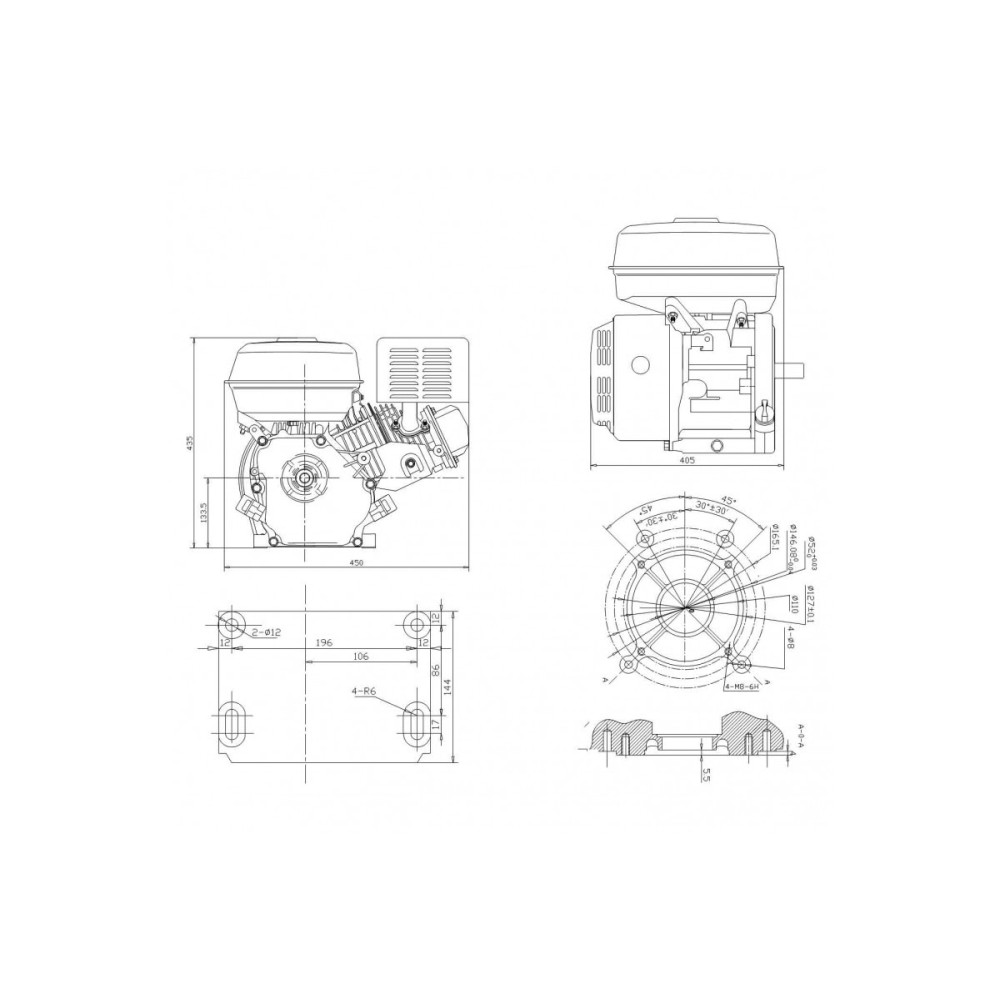 Двигатель с редуктором бензиновый 18 л.с., шпонка, 25 мм Weima WM192FE-L20