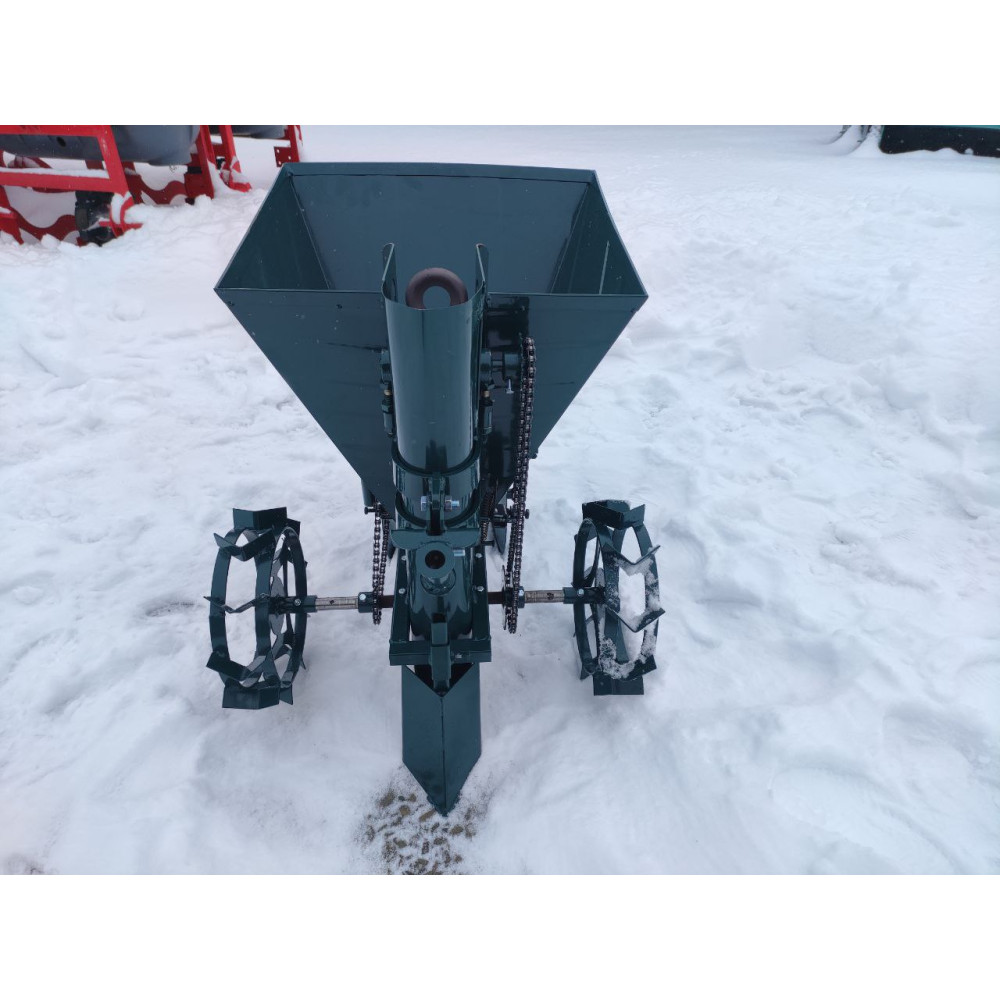 Картофелесажалка для мотоблока однорядная, бункер 34 л Буковинка