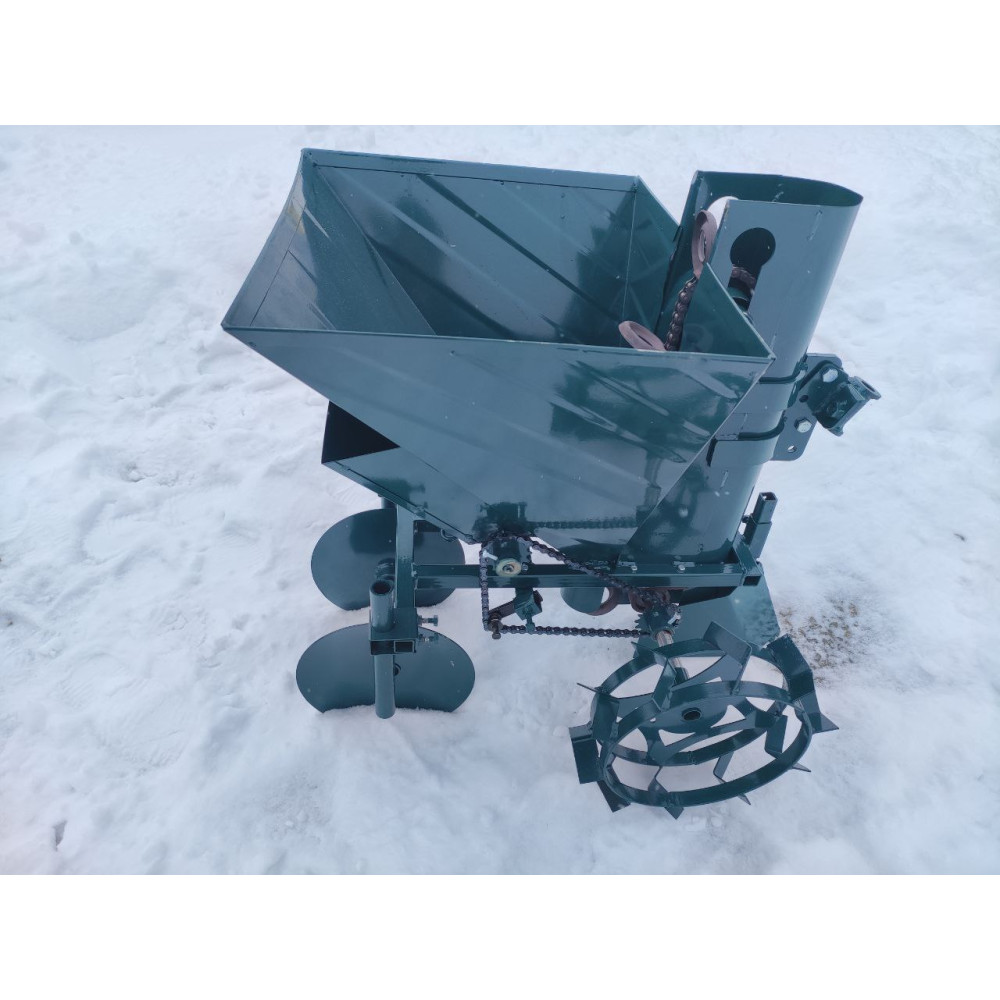 Картофелесажалка для мотоблока однорядная 34 л с бункером для удобрений Буковинка 