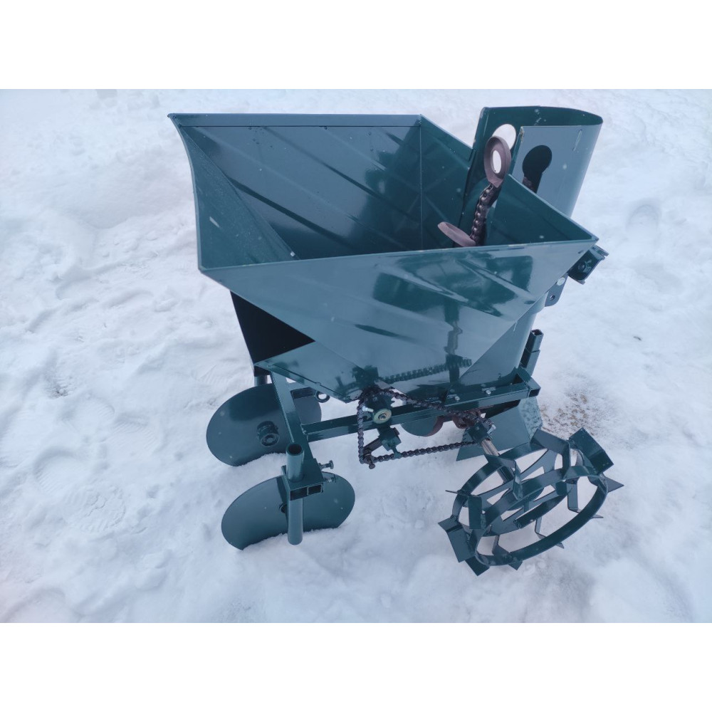 Картофелесажалка для мотоблока однорядная 34 л с бункером для удобрений Буковинка 