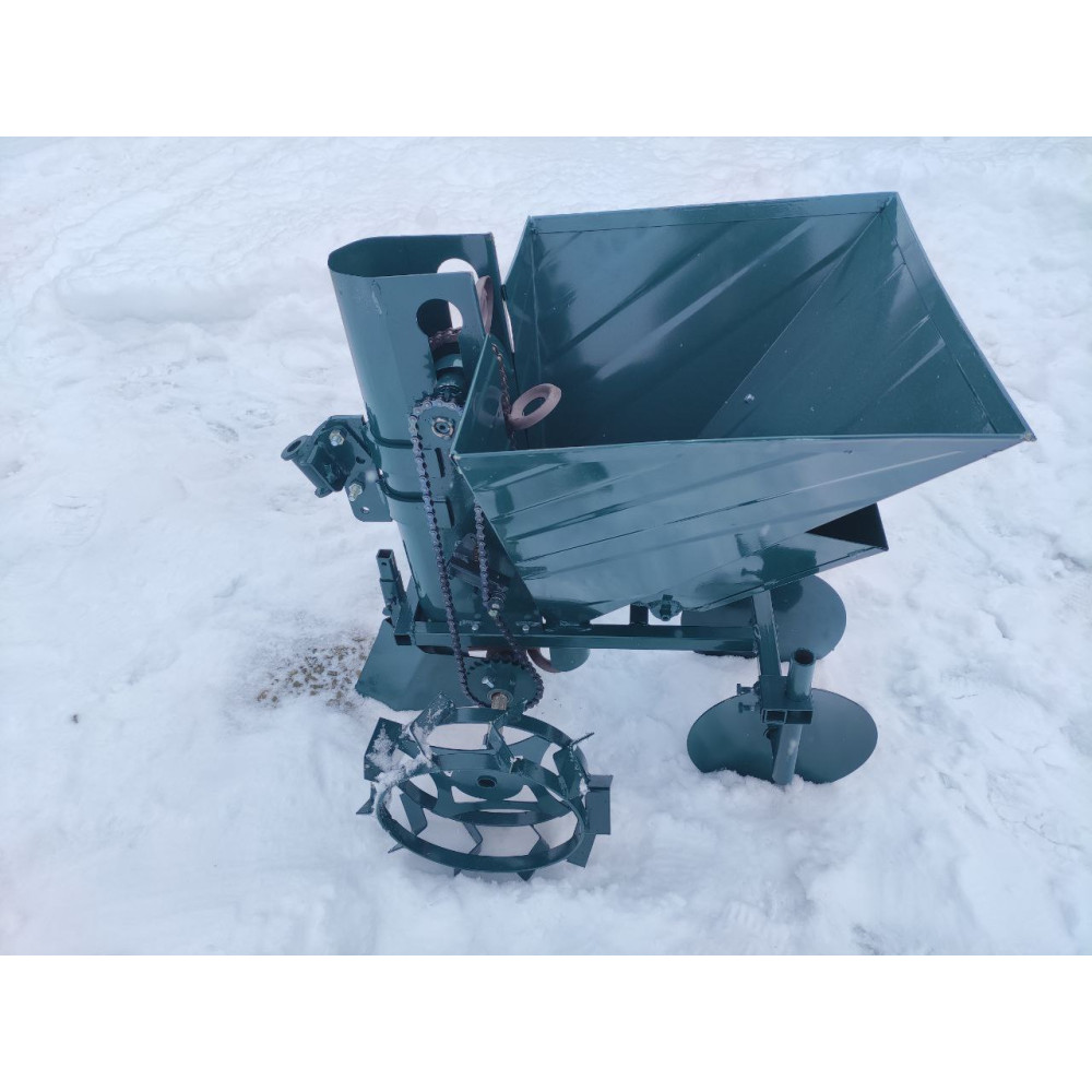 Картофелесажалка для мотоблока однорядная 34 л с бункером для удобрений Буковинка 