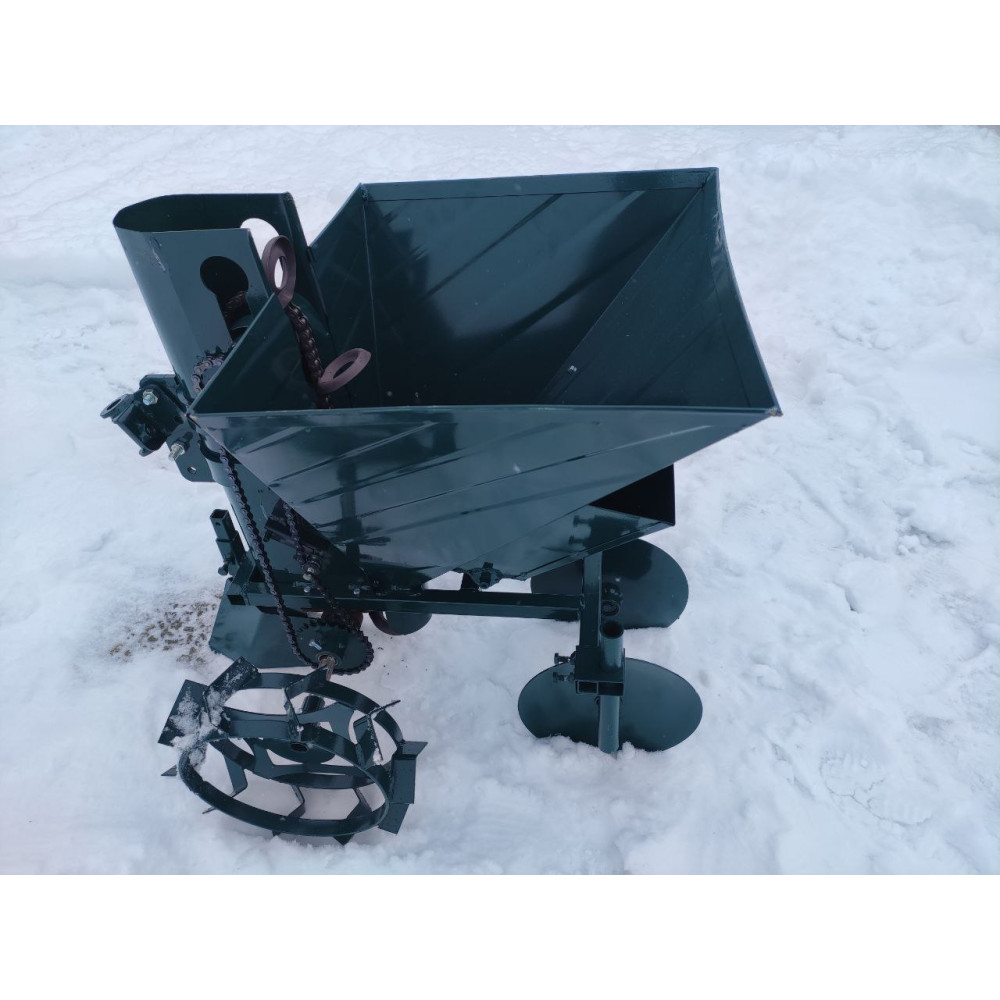 Картофелесажалка для мотоблока однорядная 34 л с бункером для удобрений Буковинка 