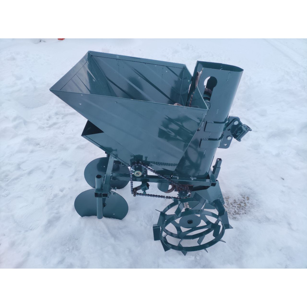 Картофелесажалка для мотоблока однорядная 34 л с бункером для удобрений Буковинка 